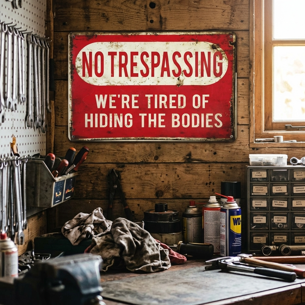 No Trespassing Funny Art Metal Sign Plaque