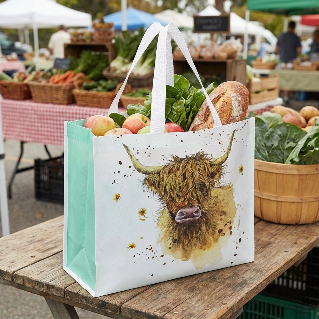 Jan Pashley Highland Cow Reusable Tote Bag, 39.5CM