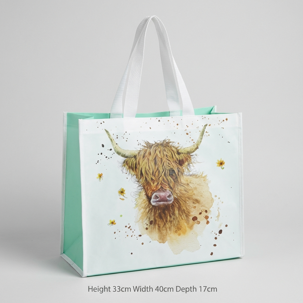 Jan Pashley Highland Cow Reusable Tote Bag, 39.5CM