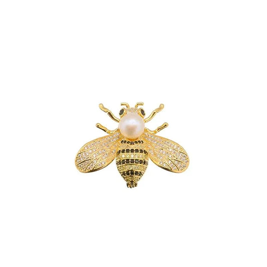 Natural Freshwater Pearl Bee Brooch by Angel Barocco