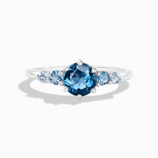 Ombre Blue Topaz Five Stone Ring in Sterling Silver by Vianne Jewellery