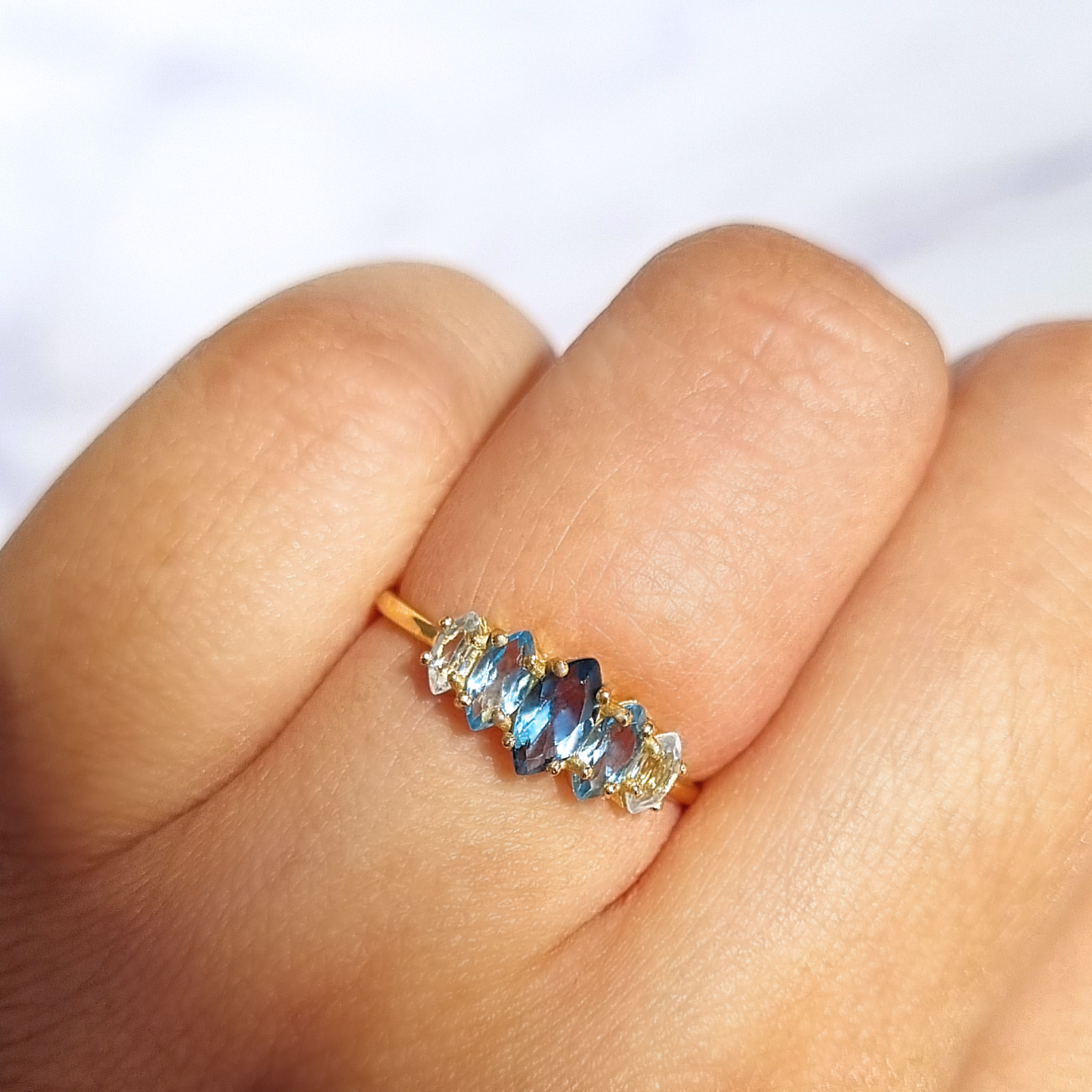 Ombre Blue Topaz Ring in 18k Gold Vermeil by Vianne Jewellery