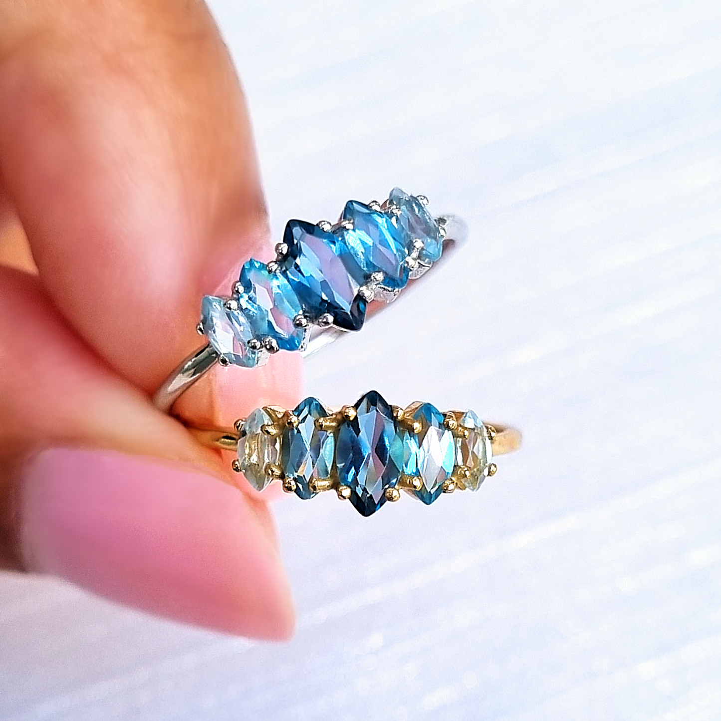 Ombre Blue Topaz Ring in Sterling Silver by Vianne Jewellery
