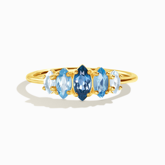 Ombre Blue Topaz Ring in 18k Gold Vermeil by Vianne Jewellery