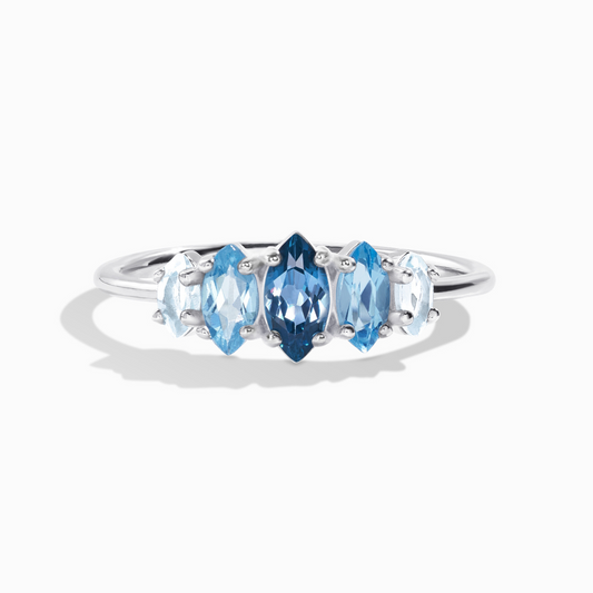 Ombre Blue Topaz Ring in Sterling Silver by Vianne Jewellery