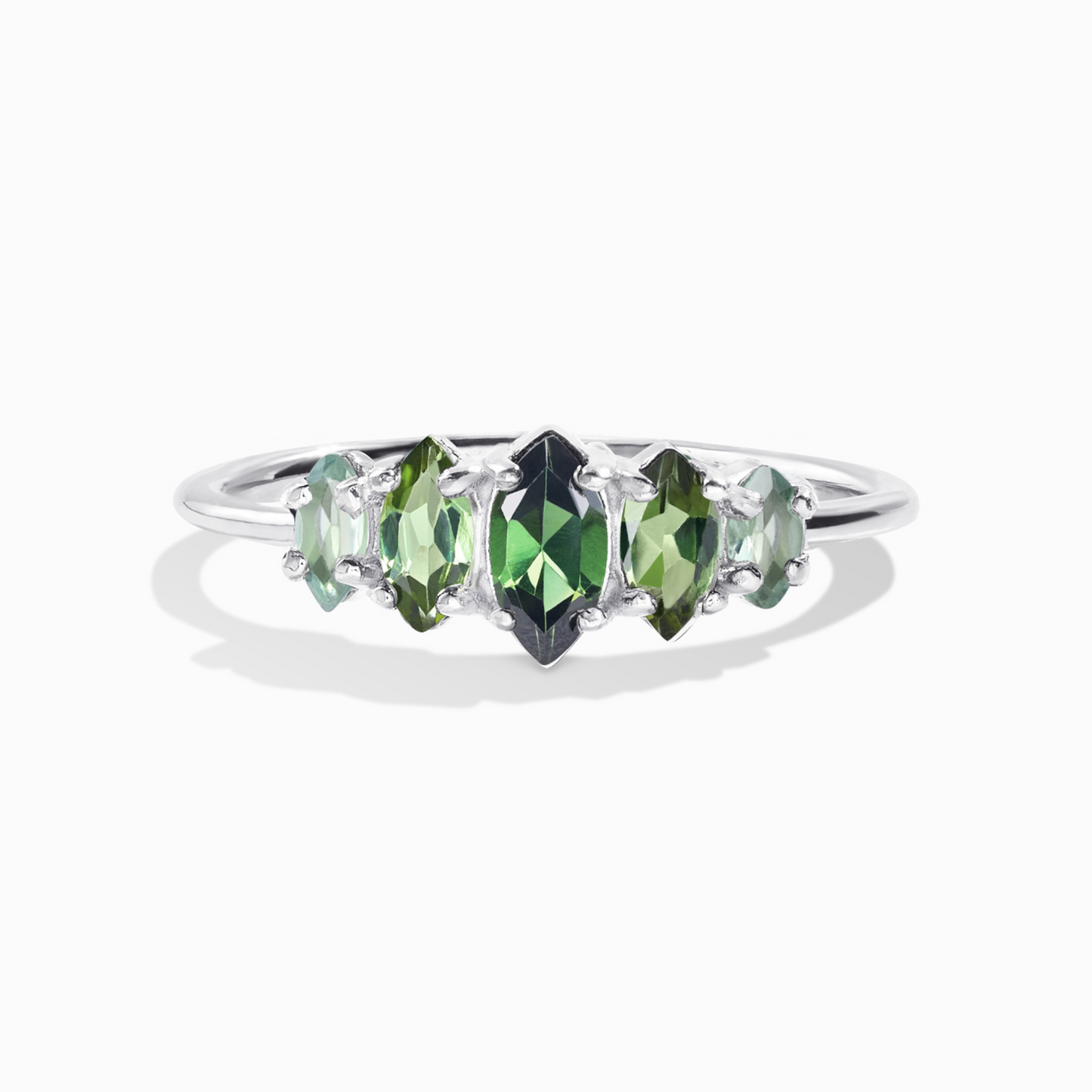 Ombre Green Tourmaline Ring in Sterling Silver by Vianne Jewellery