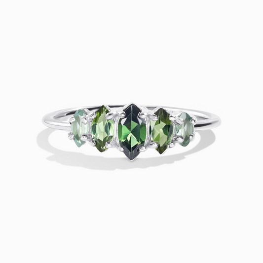 Ombre Green Tourmaline Ring in Sterling Silver by Vianne Jewellery