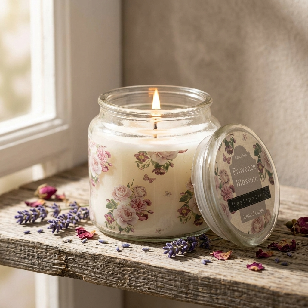 Candlelight Destinations Collection Provence Blossom Lidded Candle Jar – Parisian Window Scent