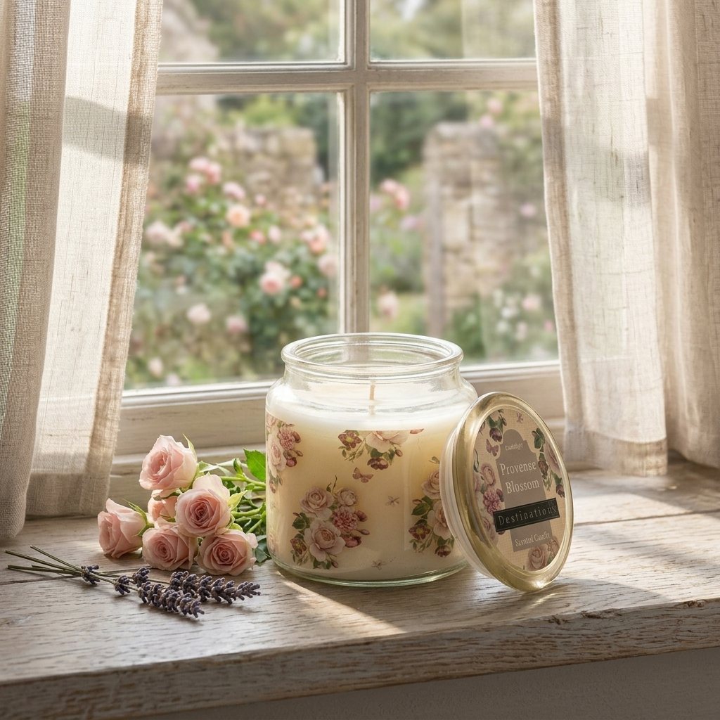 Candlelight Destinations Collection Provence Blossom Lidded Candle Jar – Parisian Window Scent