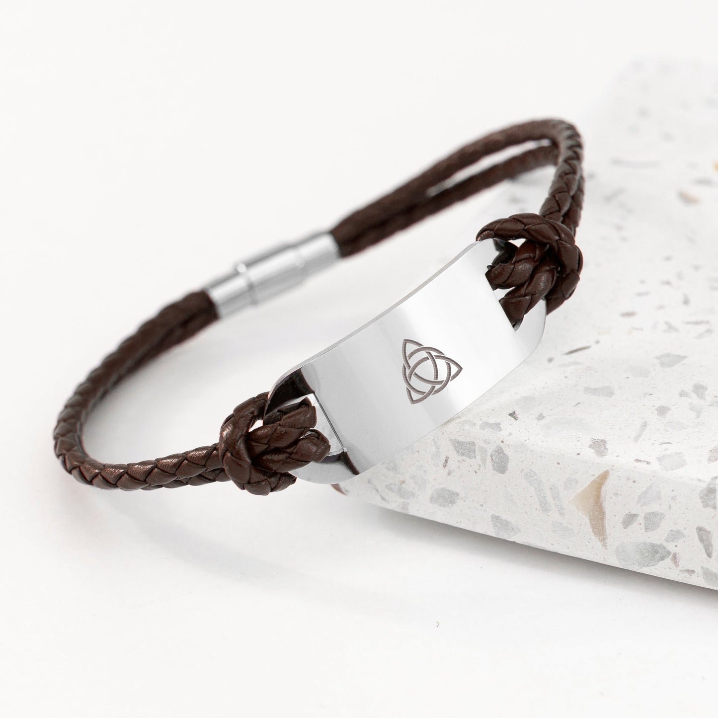 Men's Celtic Trinity Statement Leather Bracelet by Treat Republic