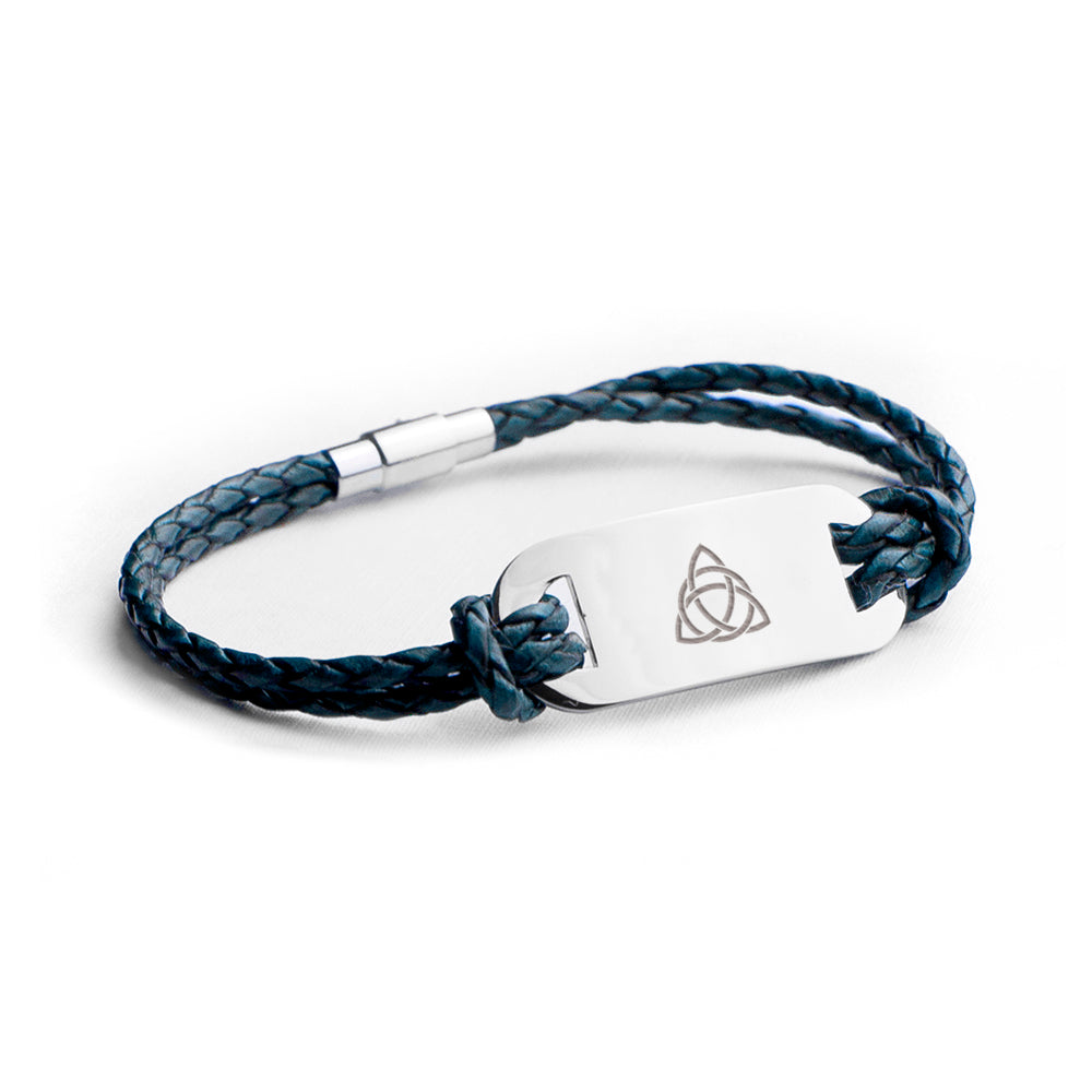 Men's Celtic Trinity Statement Leather Bracelet by Treat Republic