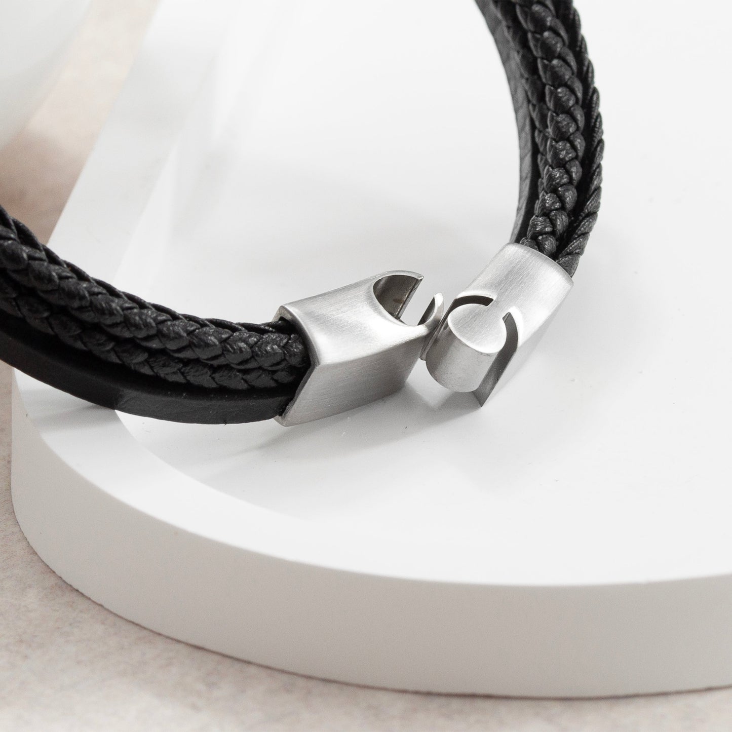 Treat Republic Personalised Men's Stacked Leather Skull Bracelet