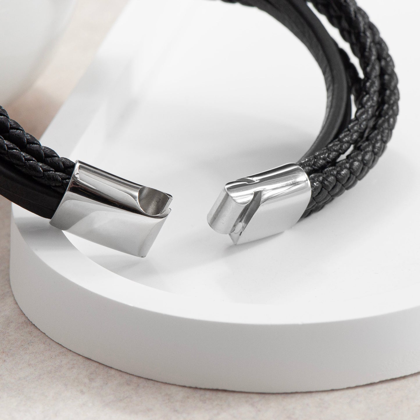 Men's Travel Compass Stacked Leather Bracelet by Treat Republic