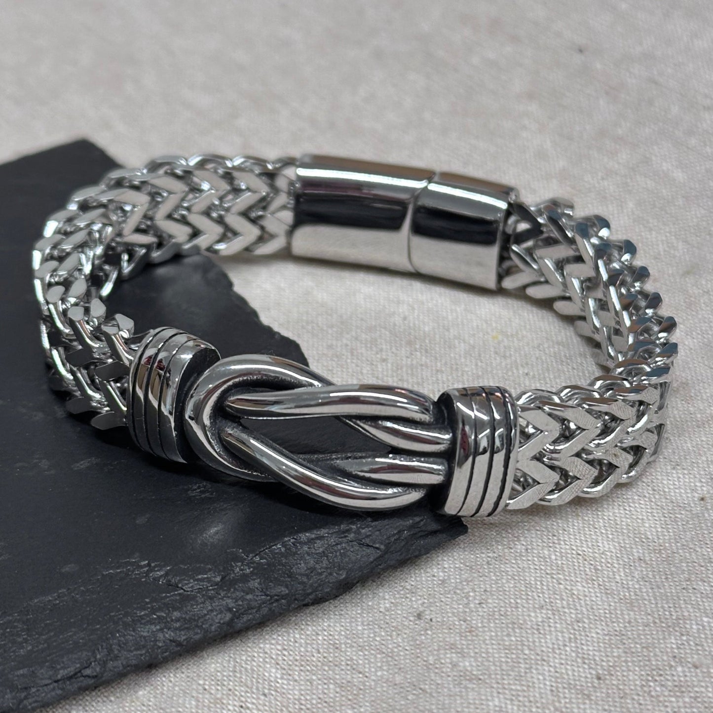 Treat Republic Personalised Men's Woven Stainless Steel Infinity Knot Bracelet