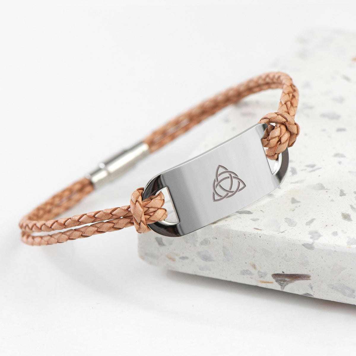 Men's Celtic Trinity Statement Leather Bracelet by Treat Republic
