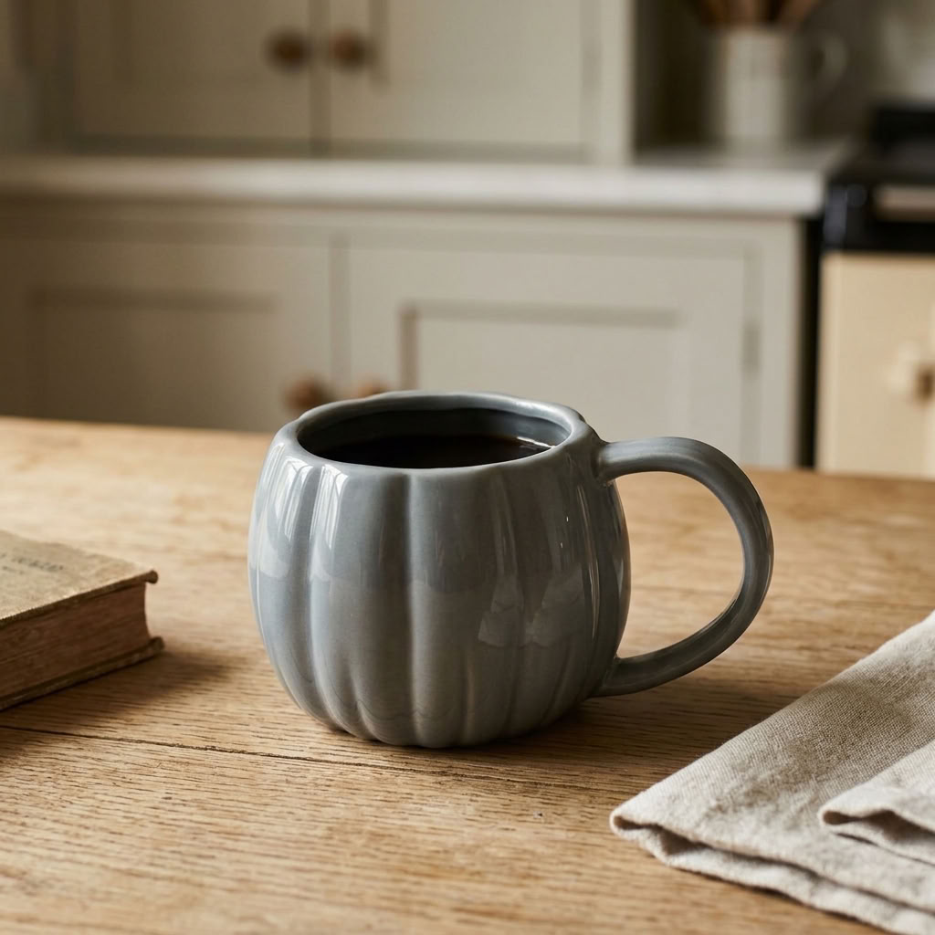Grey Pumpkin Ceramic Mug