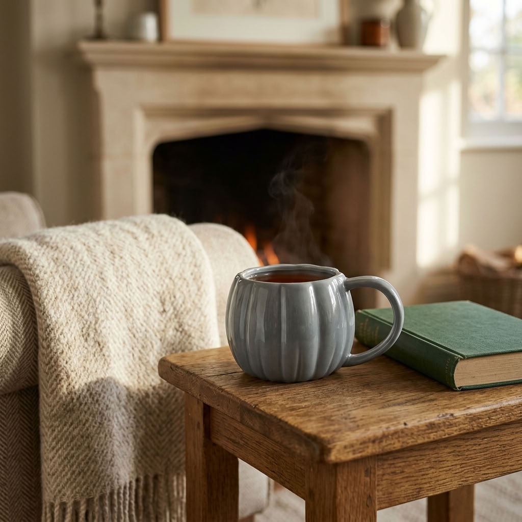Grey Pumpkin Ceramic Mug