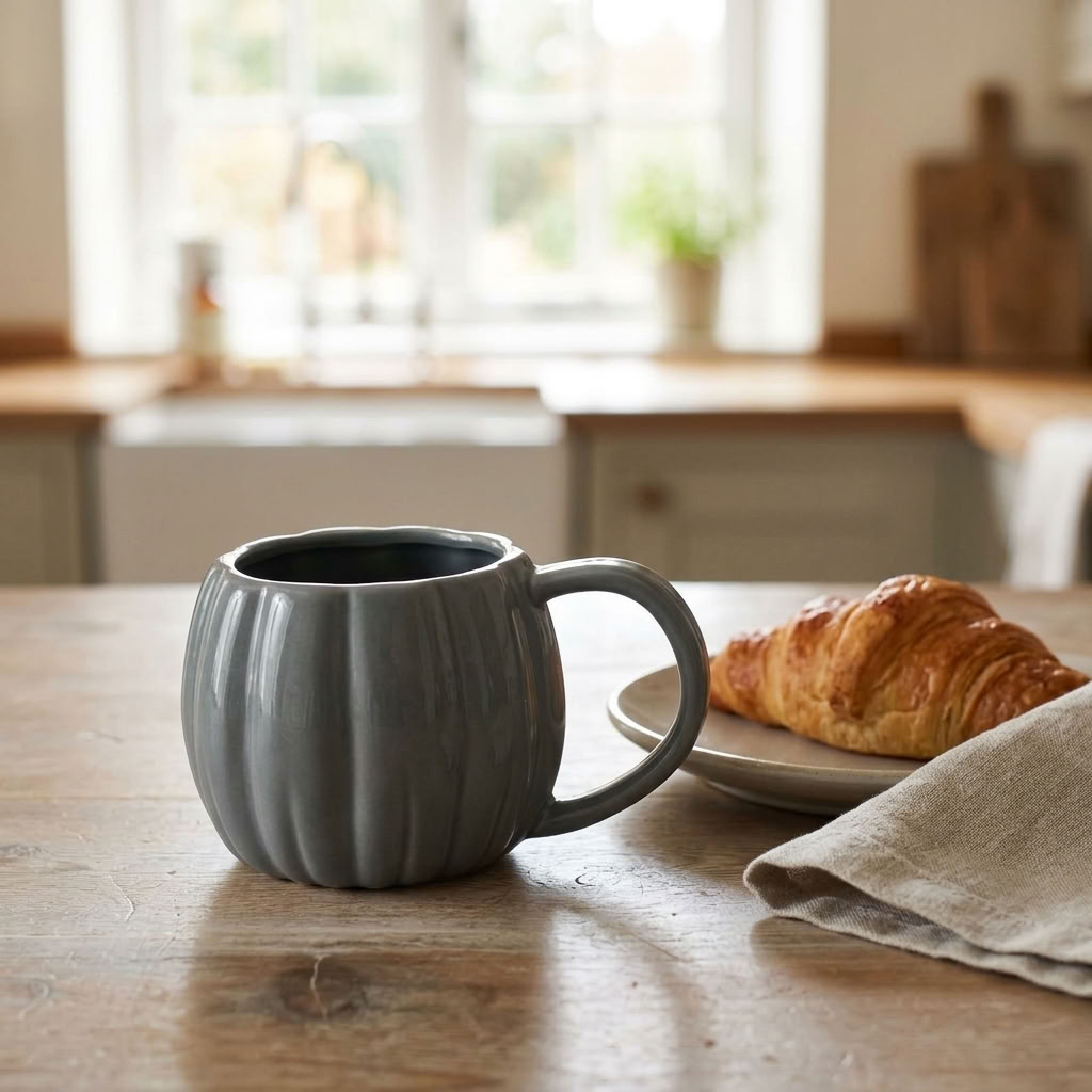 Grey Pumpkin Ceramic Mug