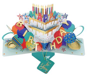 Birthday Cake Blue - Pop-Up Greeting Card - Second Nature