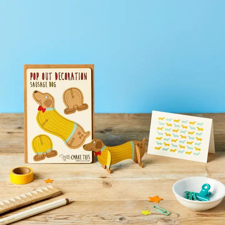 Pop Out Sausage Dog Greeting Card