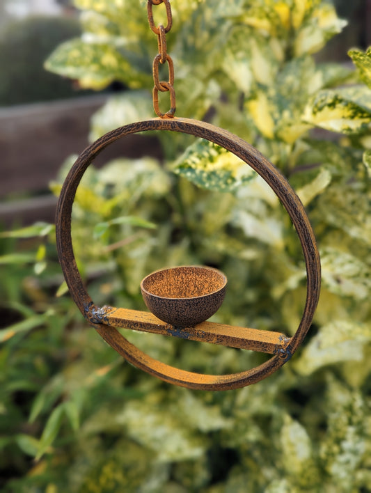 Rusty Metal Hanging Bird Feeder – Steel Garden Feeder Station