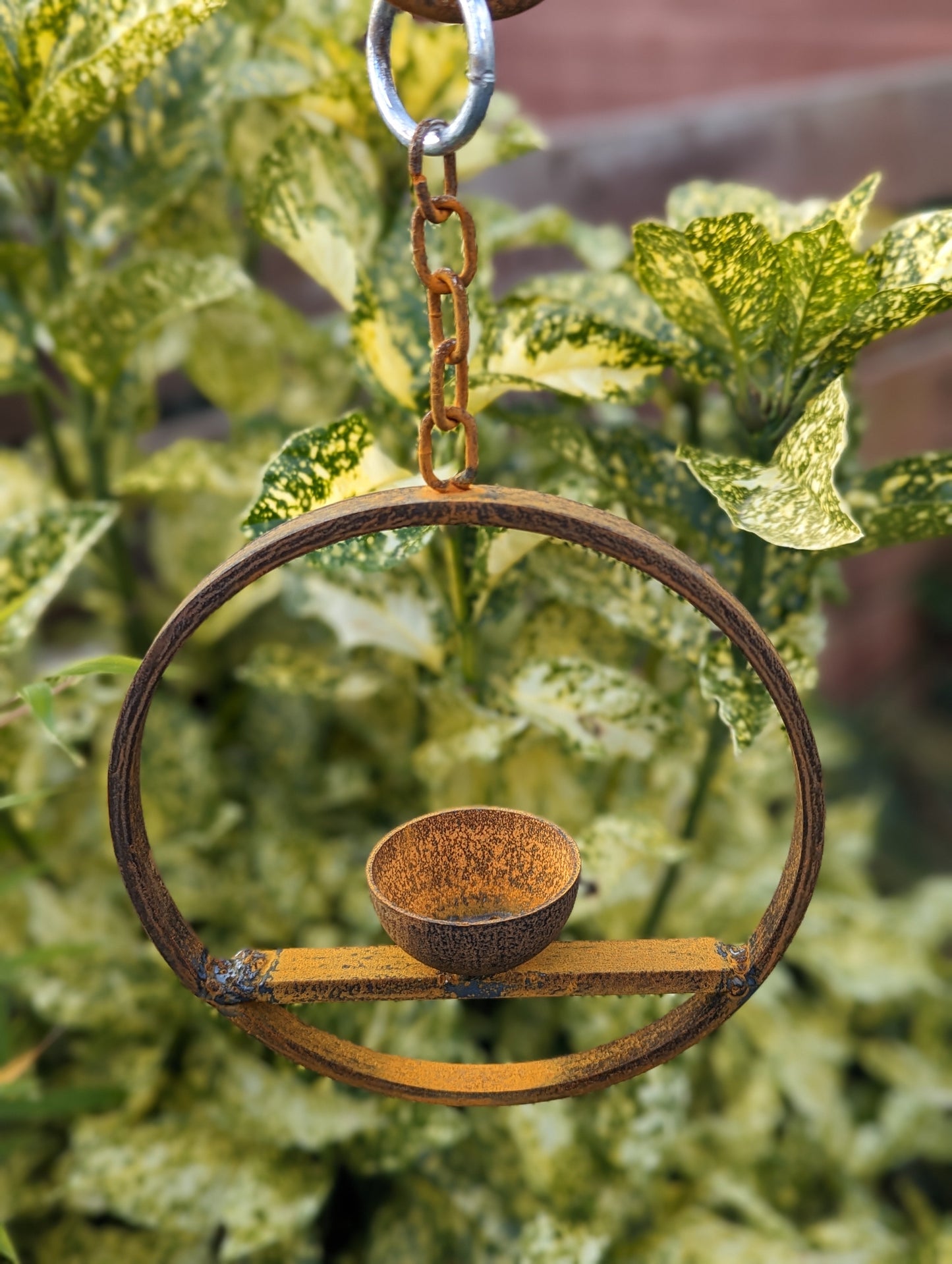 Rusty Metal Hanging Bird Feeder – Steel Garden Feeder Station