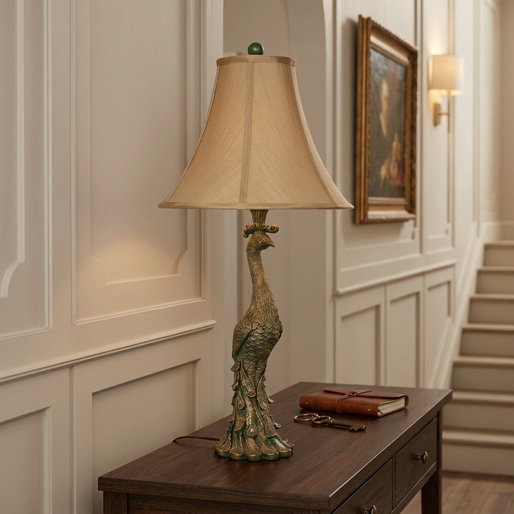 Peacock Bronze Table Lamp
