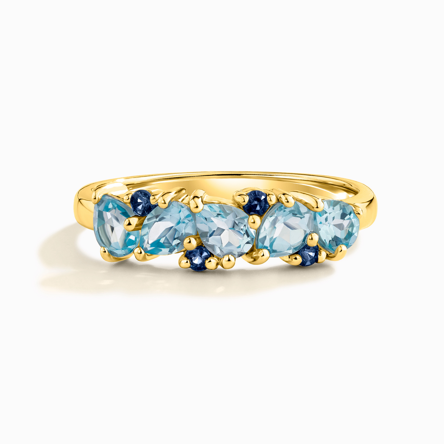 Blue Sapphire & Blue Topaz Pear Cut Half Eternity Band in 18k Gold Vermeil by Vianne Jewellery