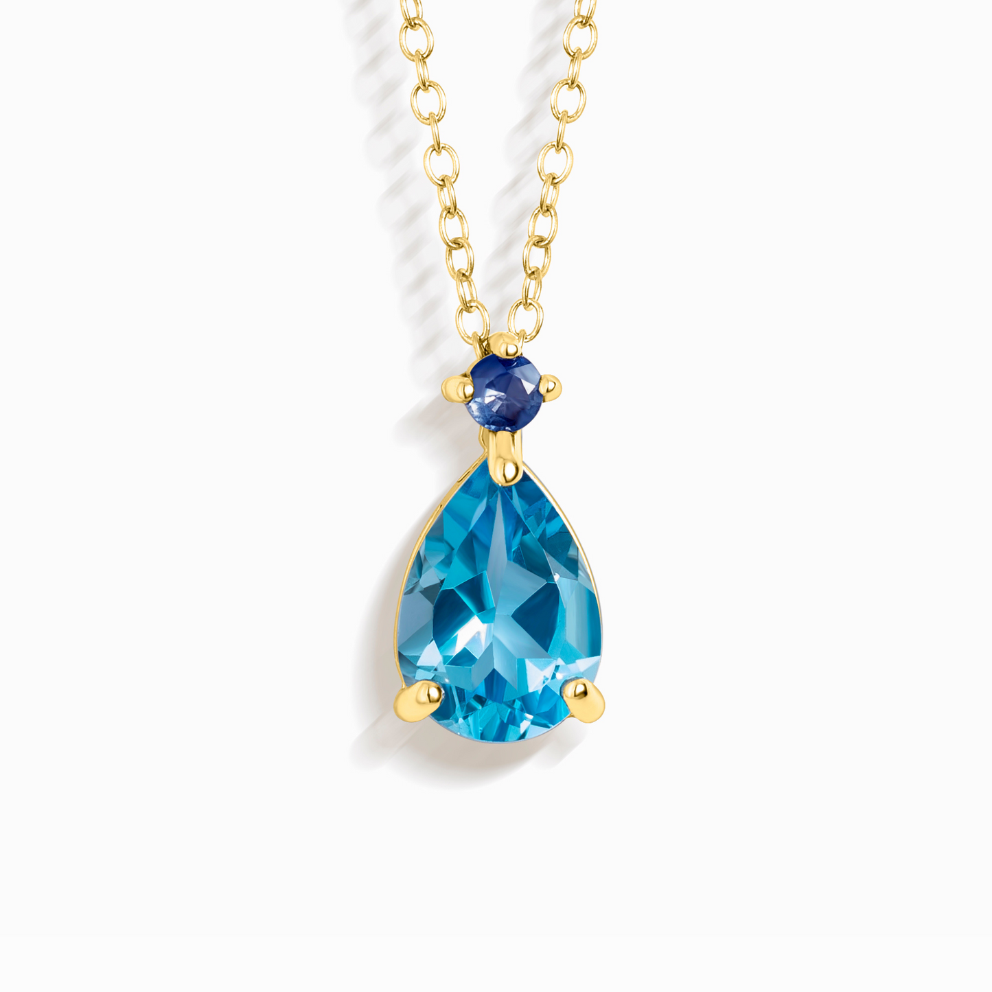 Blue Sapphire & Blue Topaz Pear Cut Pendant Necklace in 18k Gold Vermeil by Vianne Jewellery