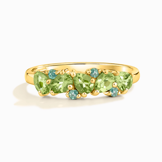 Emerald & Peridot Pear Cut Half Eternity Band in 18k Gold Vermeil by Vianne Jewellery