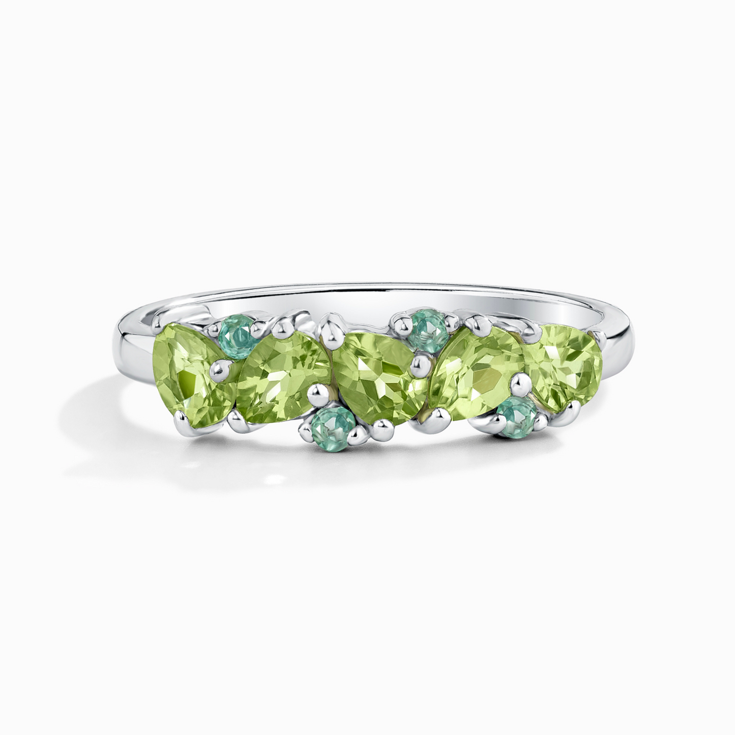 Emerald & Peridot Pear Cut Half Eternity Band in Sterling Silver by Vianne Jewellery
