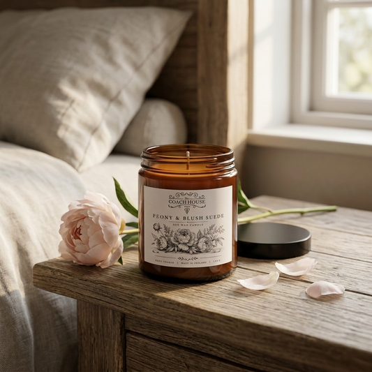 Peony & Blush Suede Soy Wax Candle