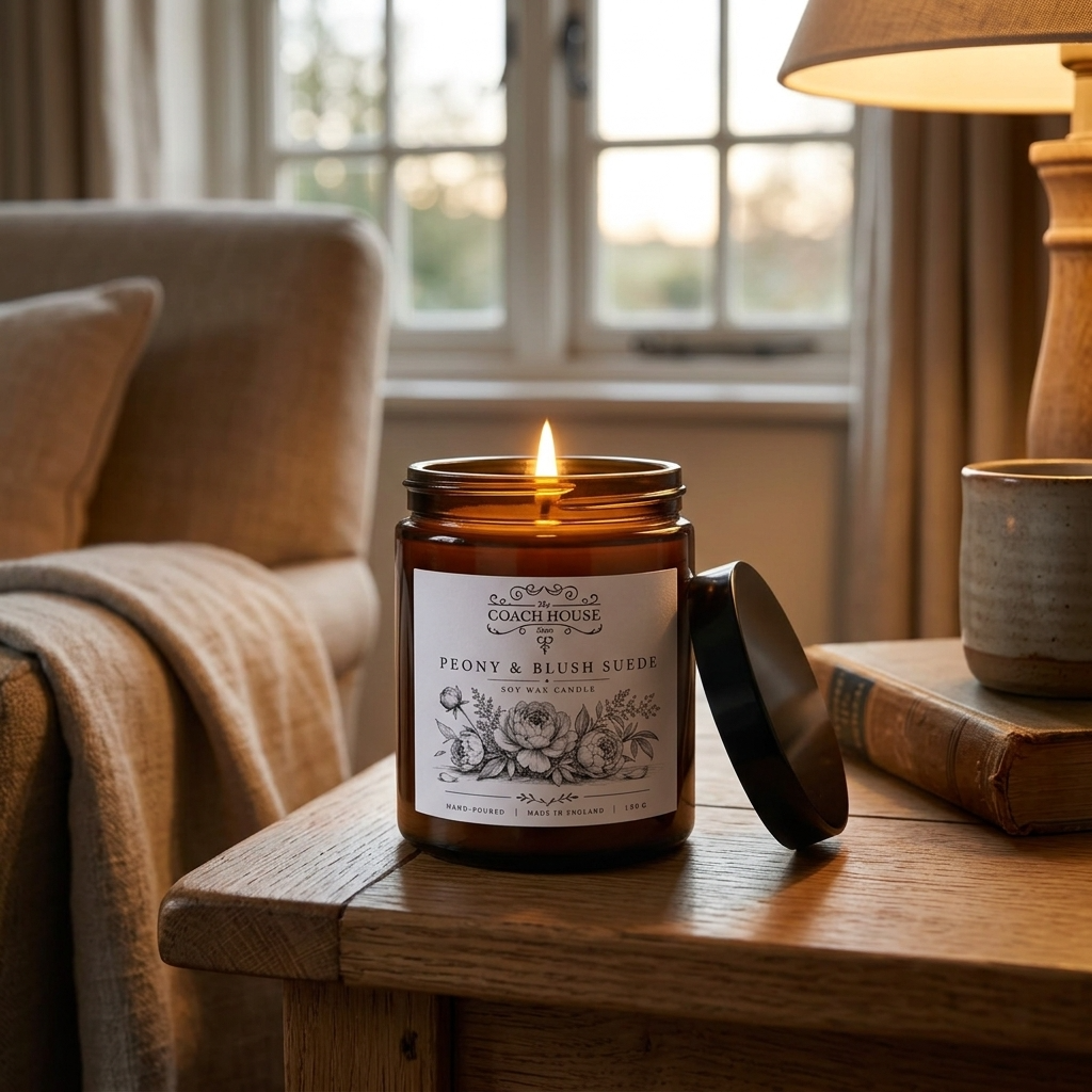 Peony & Blush Suede Soy Wax Candle