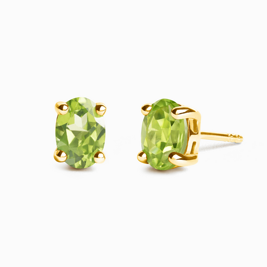 Peridot Oval Stud Earrings in 18k Gold Vermeil by Vianne Jewellery