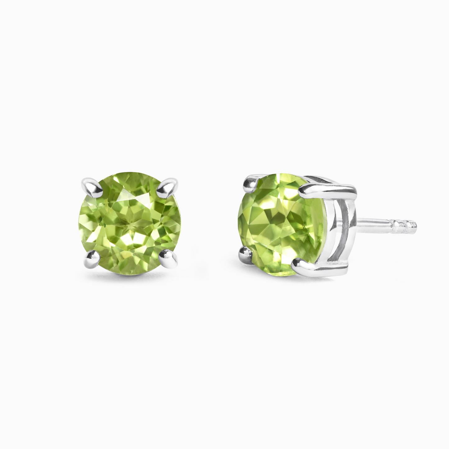 Peridot Round Stud Earrings 6 mm in Sterling Silver by Vianne Jewellery