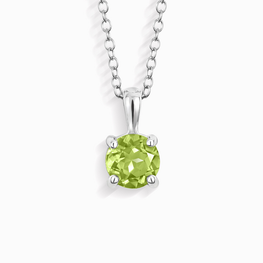Peridot Solitaire Pendant Necklace in Sterling Silver by Vianne Jewellery
