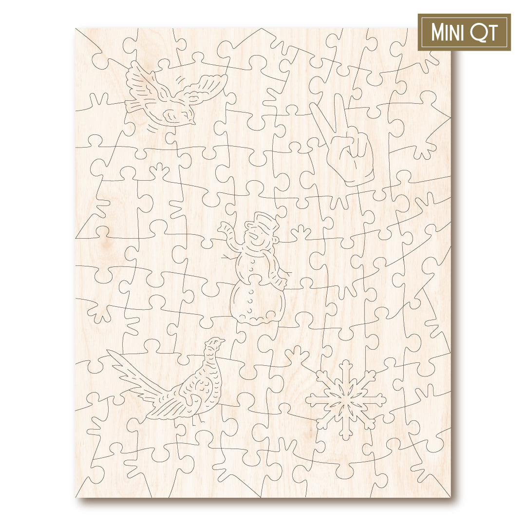 Victory Wooden Snowman & Winter Birds MINI QT Jigsaw Puzzle