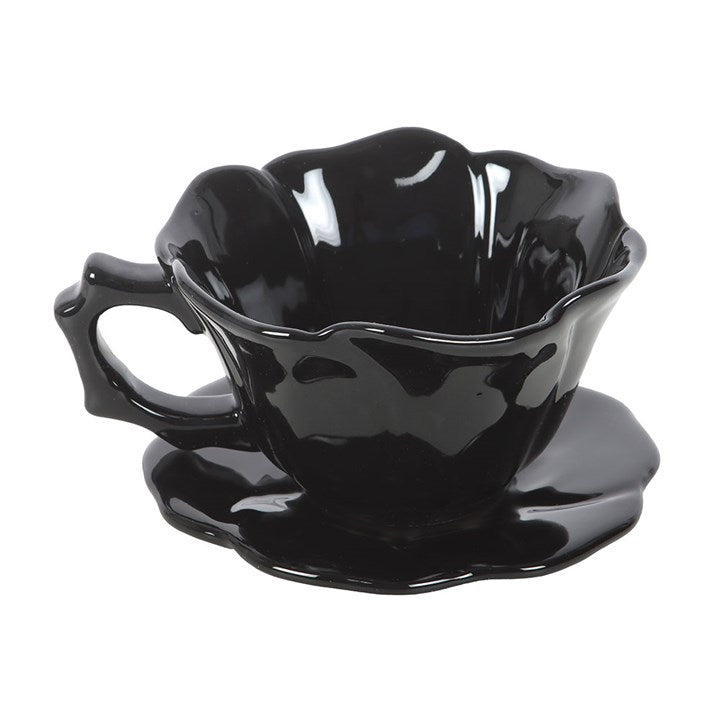 Black Rose Teacup and Saucer