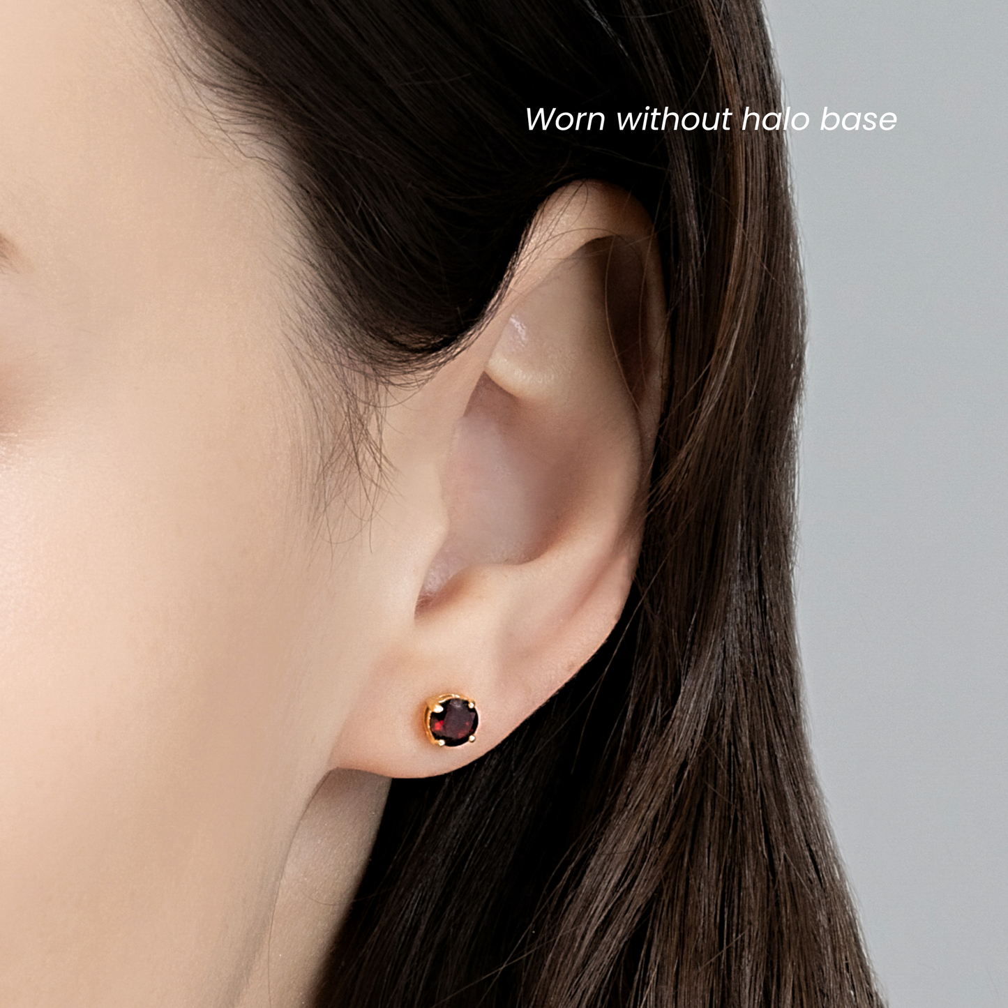 Garnet Halo Stud Earrings with Jackets in 18k Gold Vermeil by Vianne Jewellery