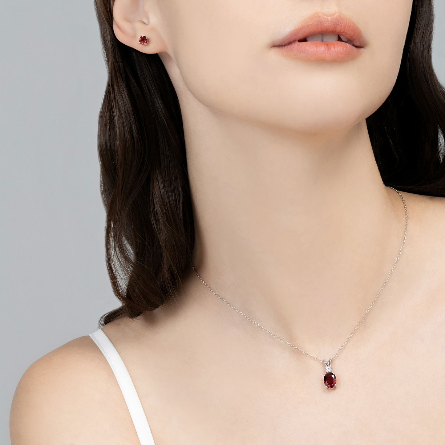 Garnet Pendant Necklace in Sterling Silver by Vianne Jewellery