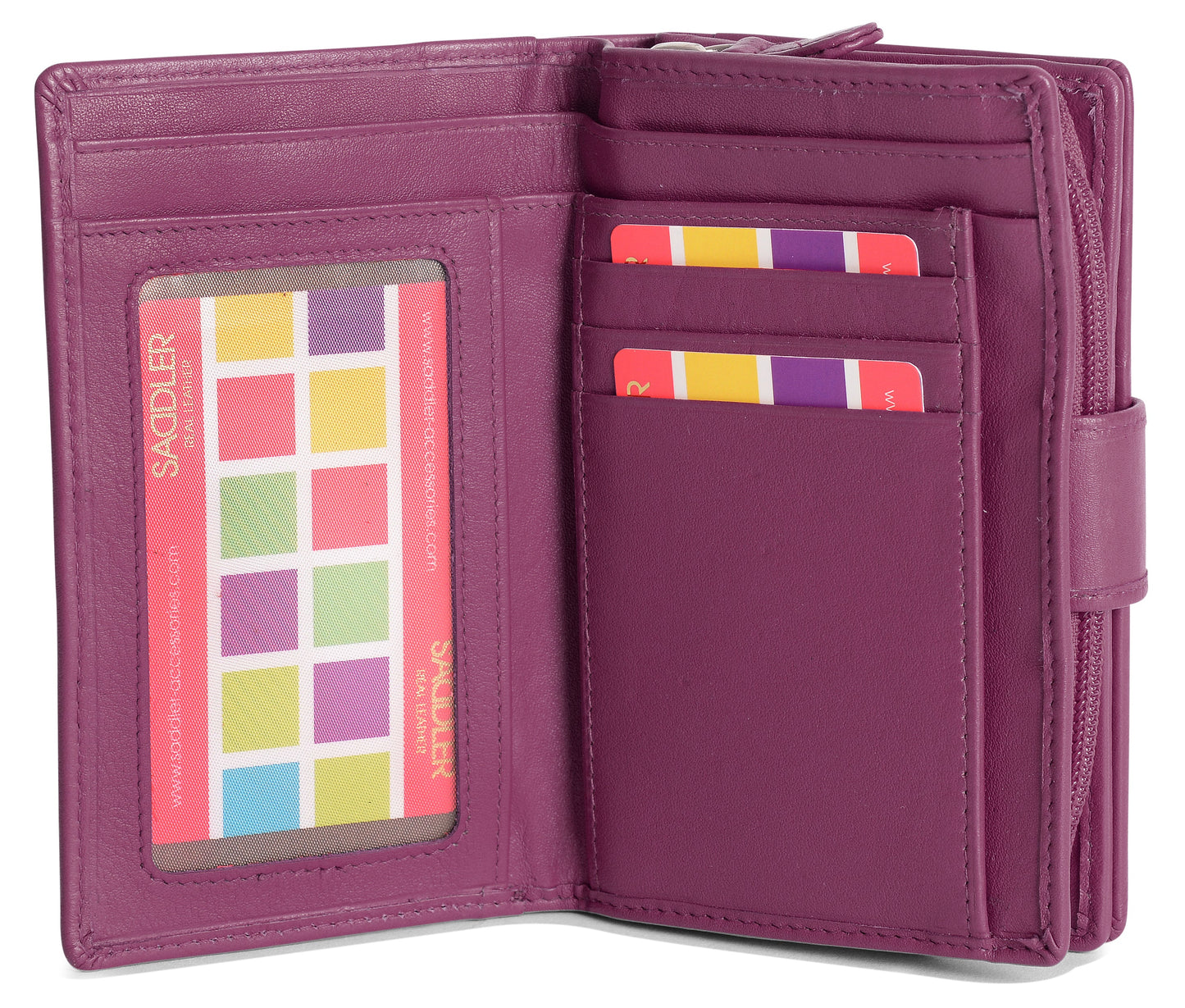 SADDLER GEORGIE Leather Double-Sided Purse - 13 Card Slots, Generous Space for Notes and Coins - RFID Protected