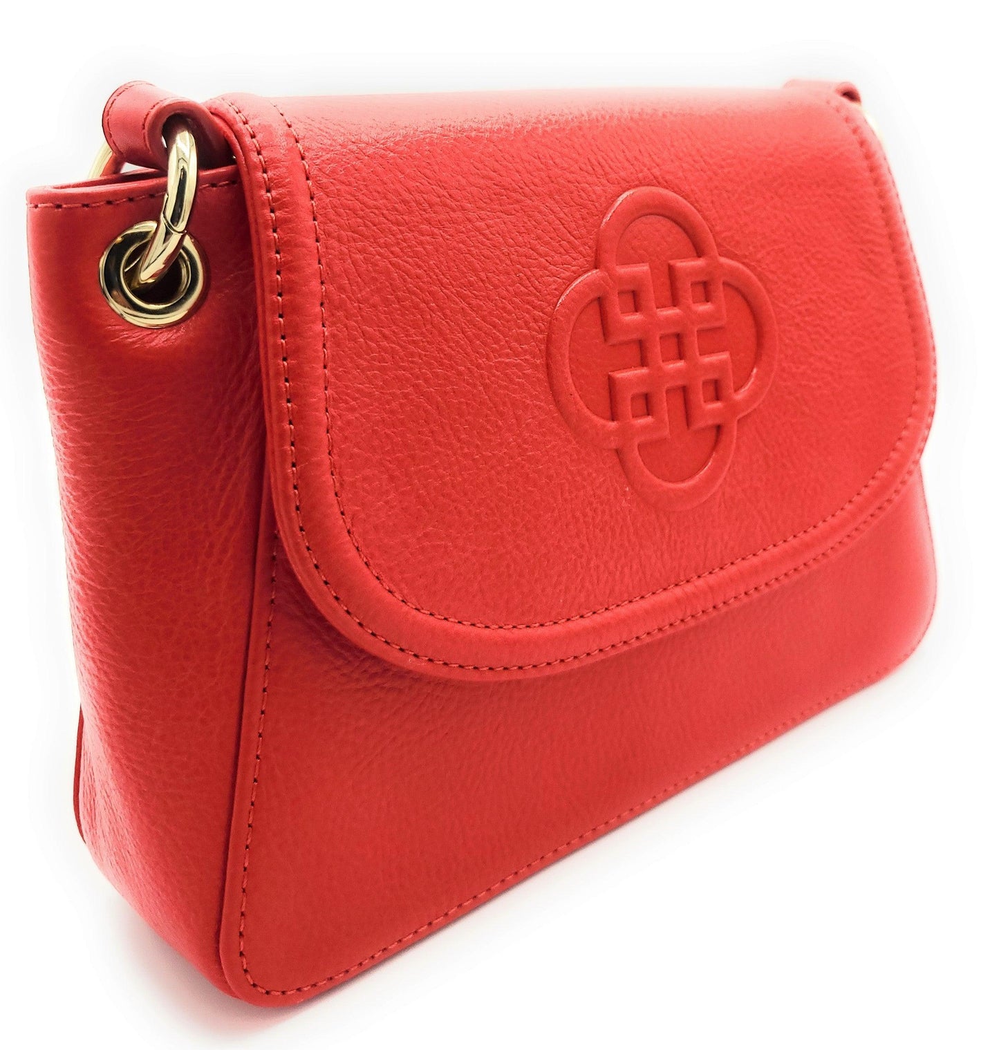 SADDLER EMMA Real Leather Designer Flapover Handbag with Ring Detail