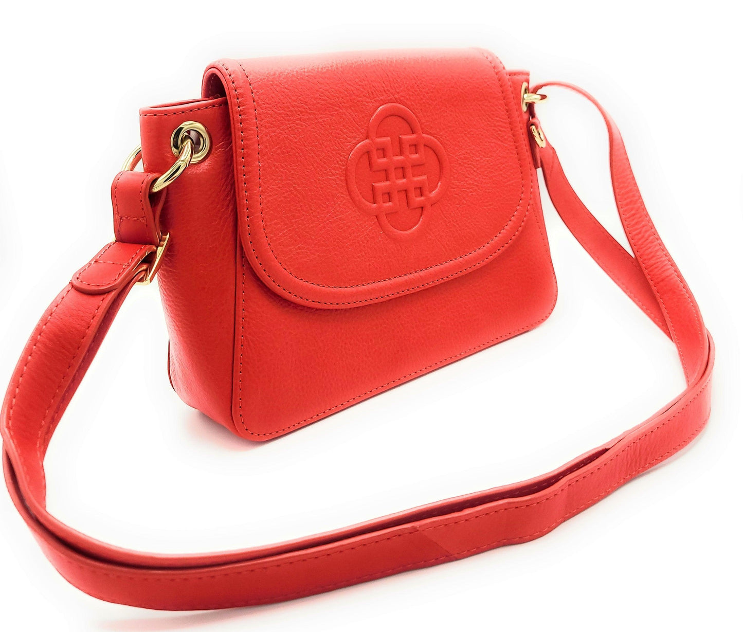 SADDLER EMMA Real Leather Designer Flapover Handbag with Ring Detail