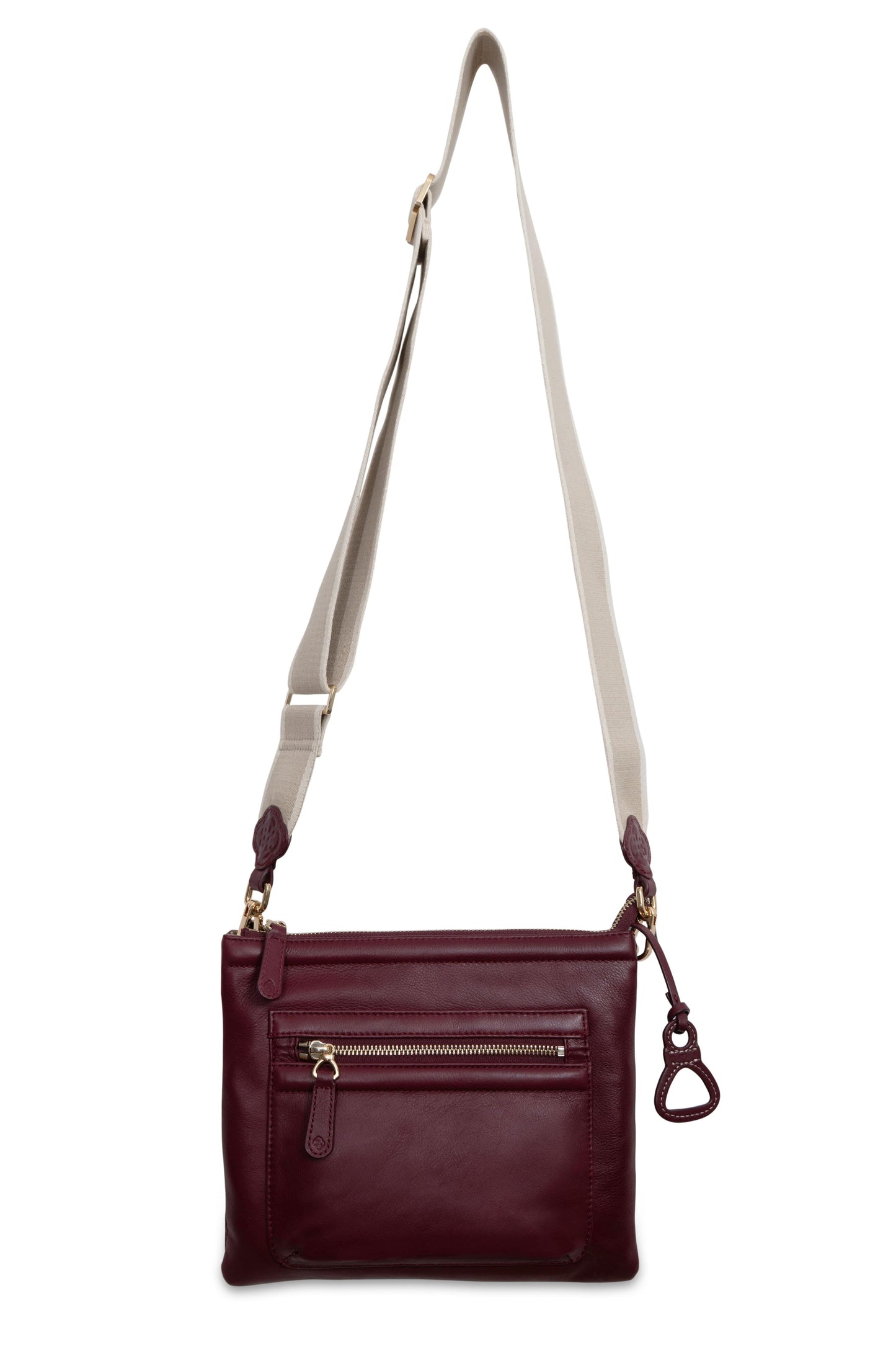 Ellen Leather 3-Section Zip-Top Crossbody Bag - Handmade by Saddler