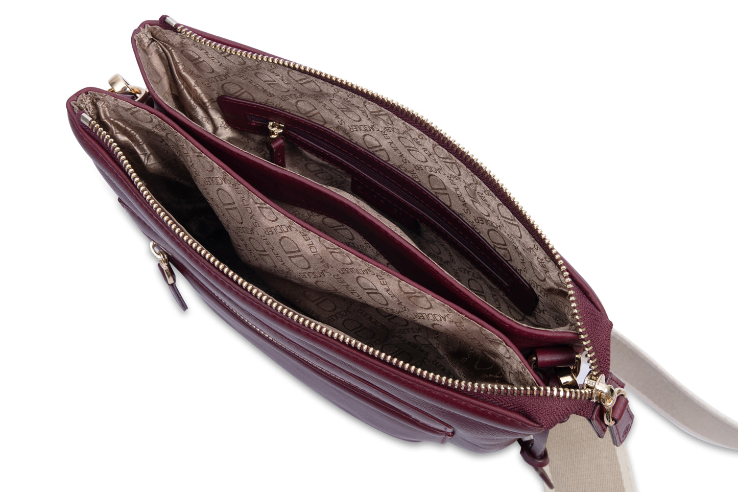 Ellen Leather 3-Section Zip-Top Crossbody Bag - Handmade by Saddler