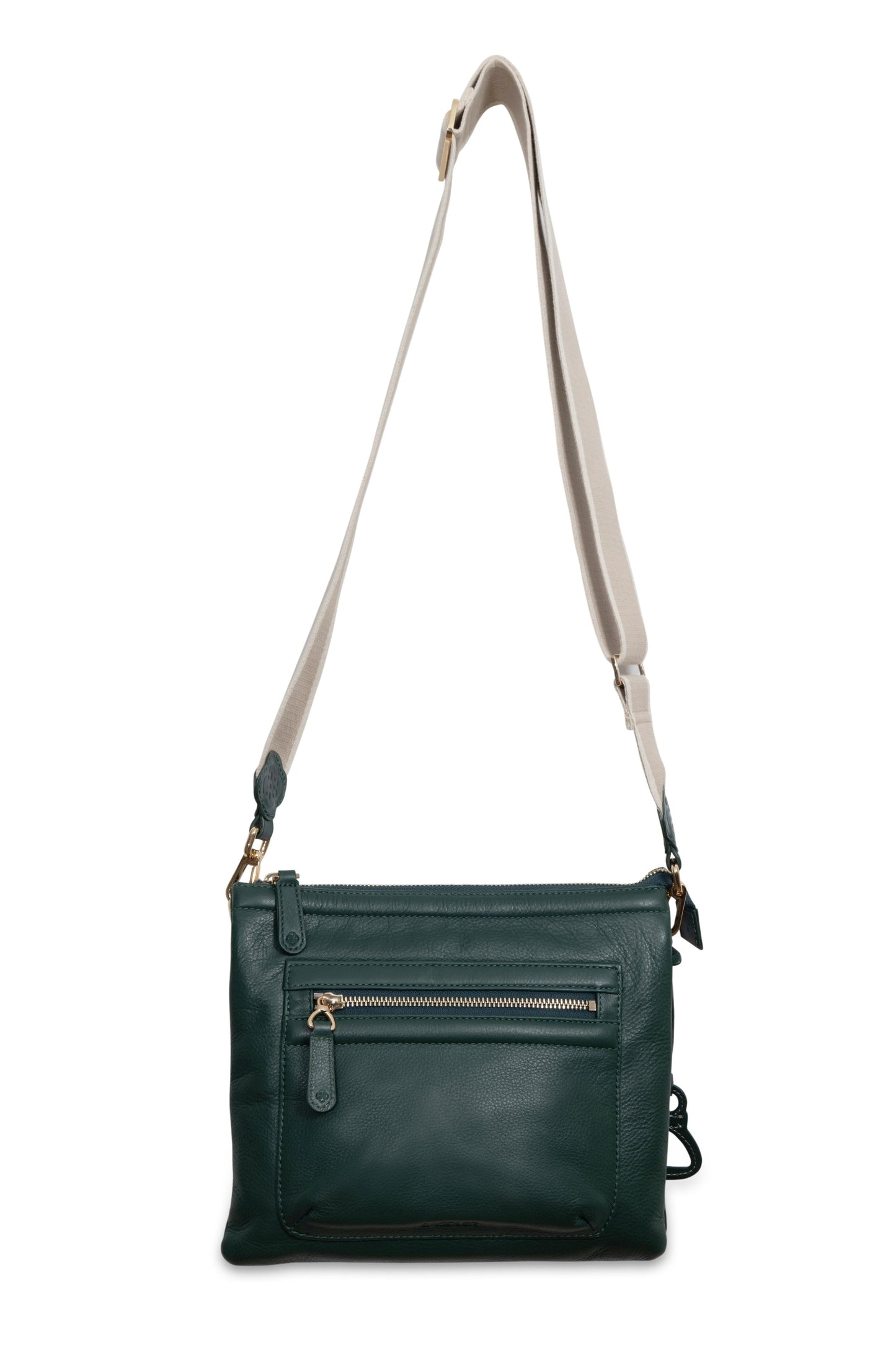 Ellen Leather 3-Section Zip-Top Crossbody Bag - Handmade by Saddler