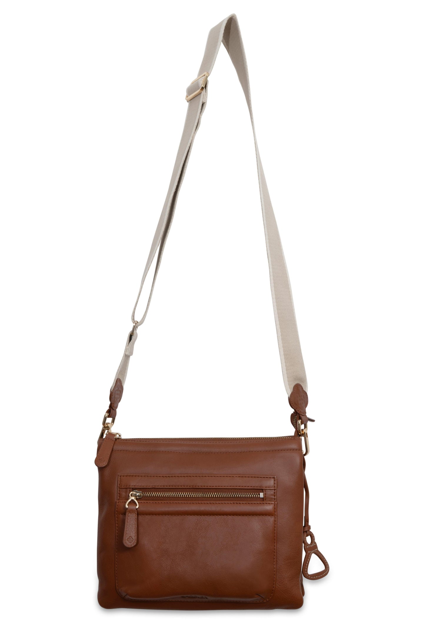 Ellen Leather 3-Section Zip-Top Crossbody Bag - Handmade by Saddler