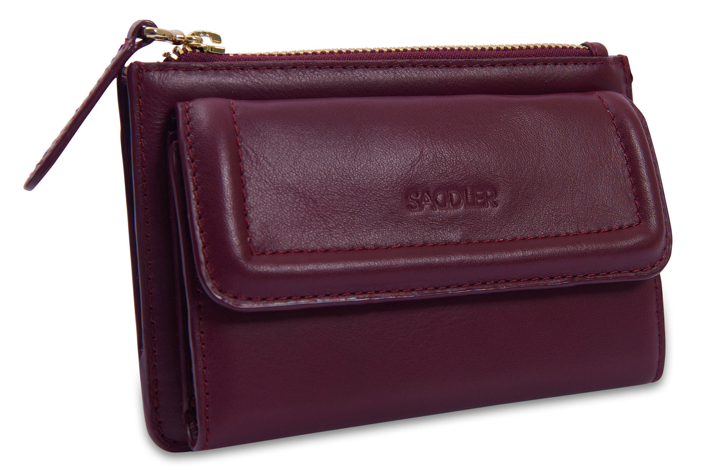 SADDLER "Marion" Bifold Real Leather Card Wallet with Zip Top Coin Purse (Gift Boxed)