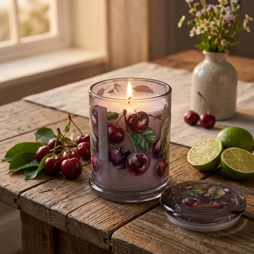 Candlelight Large Glass Jar Candle – Sour Cherry & Lime