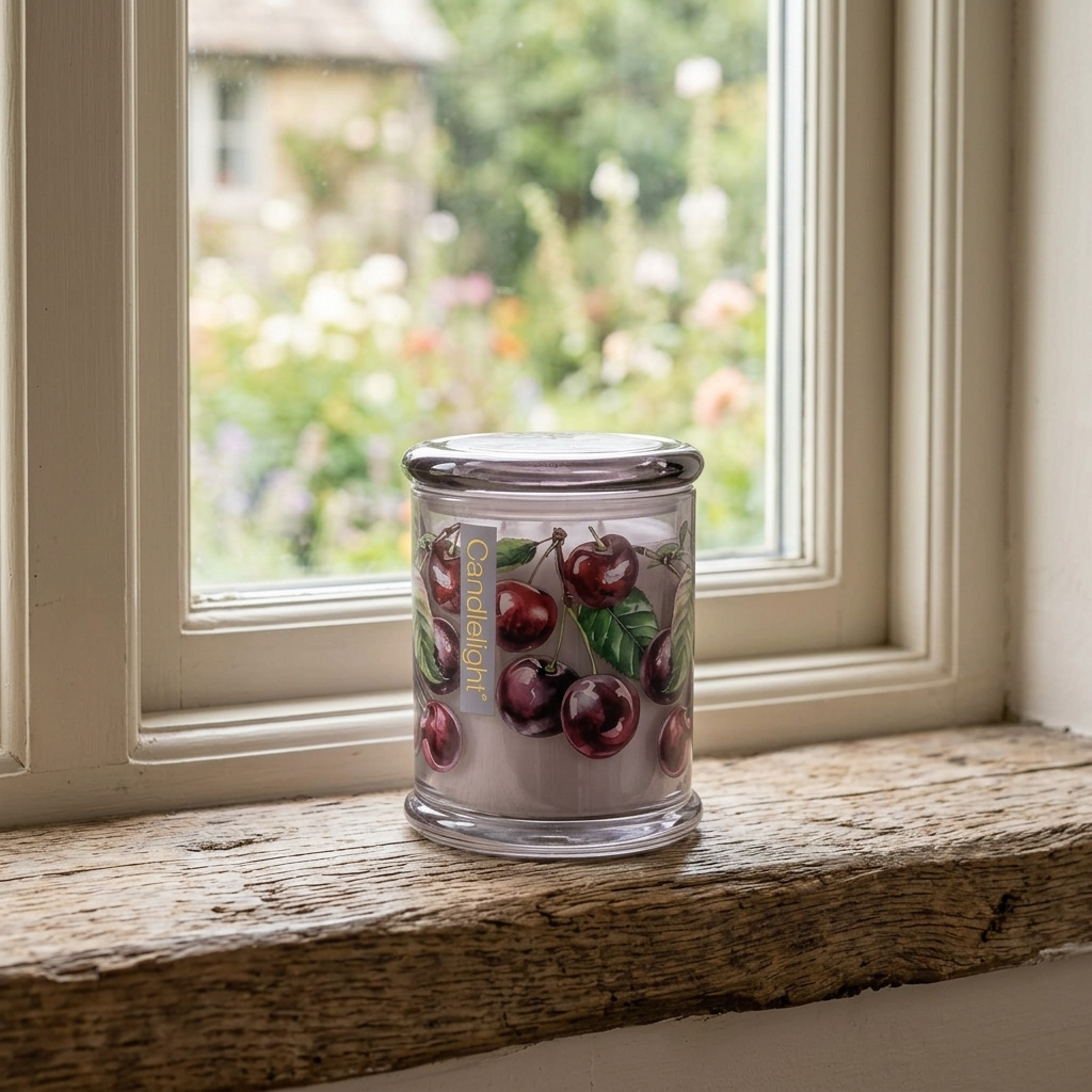 Candlelight Large Glass Jar Candle – Sour Cherry & Lime